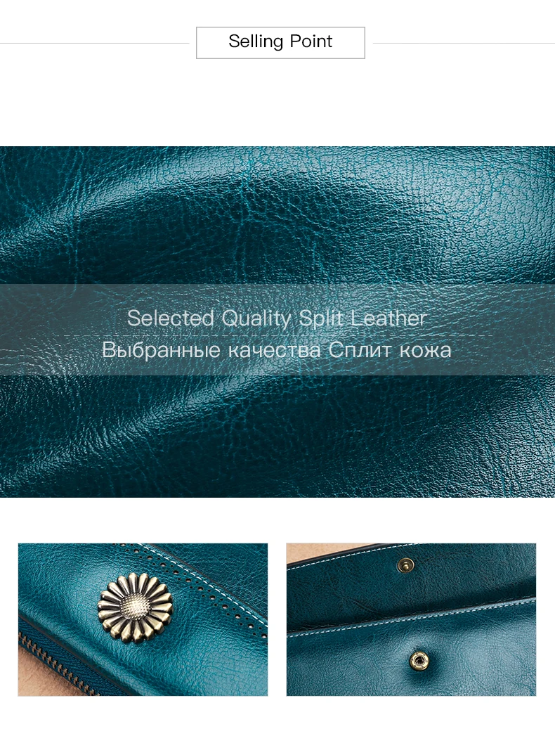 Large Capacity New Split Leather Wallet Long Purse Women Zipper Money Bag Casual Purse Button Wallet Women For iPhone 7Plus