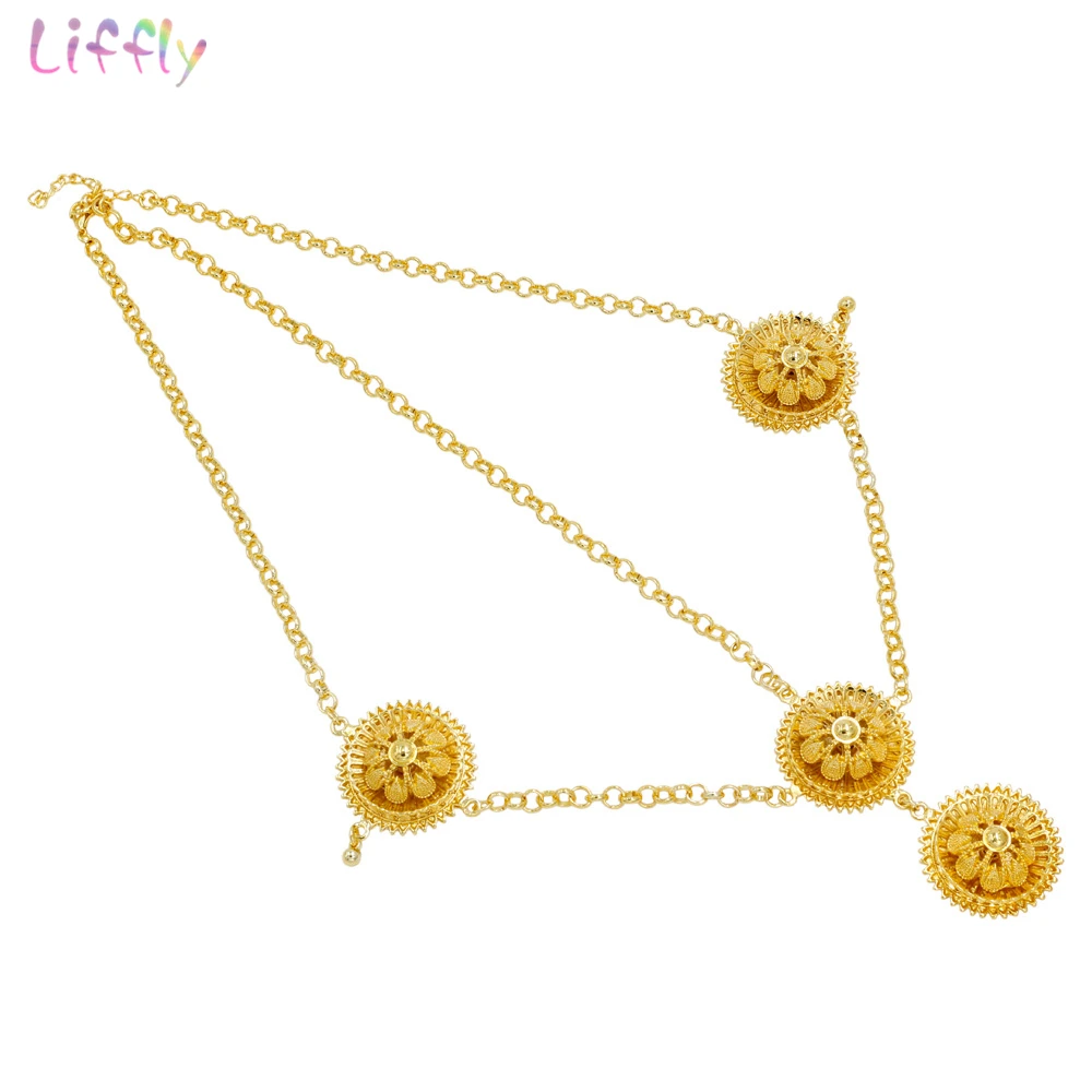 Роскошные индийские ювелирные наборы Liffly для женщин большое Золотое ожерелье