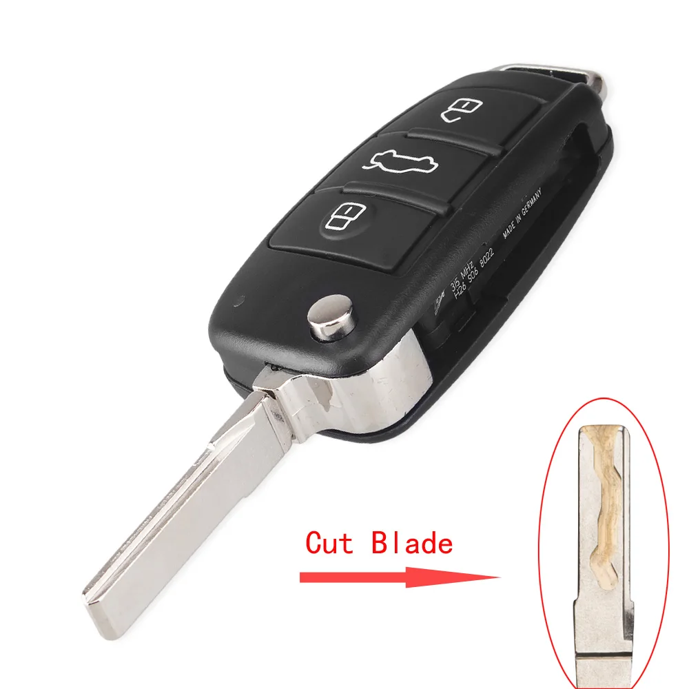 Cut Blade KEYYOU Автоматический Складной Нож Складной флип дистанционный ключ для автомобиля в виде ракушки для Audi A2 A3 A4 A6 A6L A8 TT 3 кнопки замена брелока чехол Крышка - Количество кнопок: Cut Blade