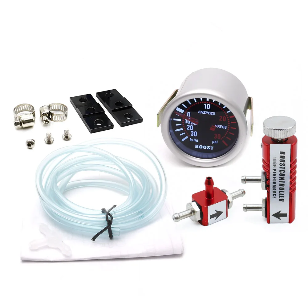 with Red Controller CNSPEED " 52 мм Автомобильный Дымок Len Turbo Boost Gauge PSI/In. Hg с регулируемым автоматическим контроллером Turbo Boost Kit 1-30 PSI IN-CABIN - Цвет: with Red Controller