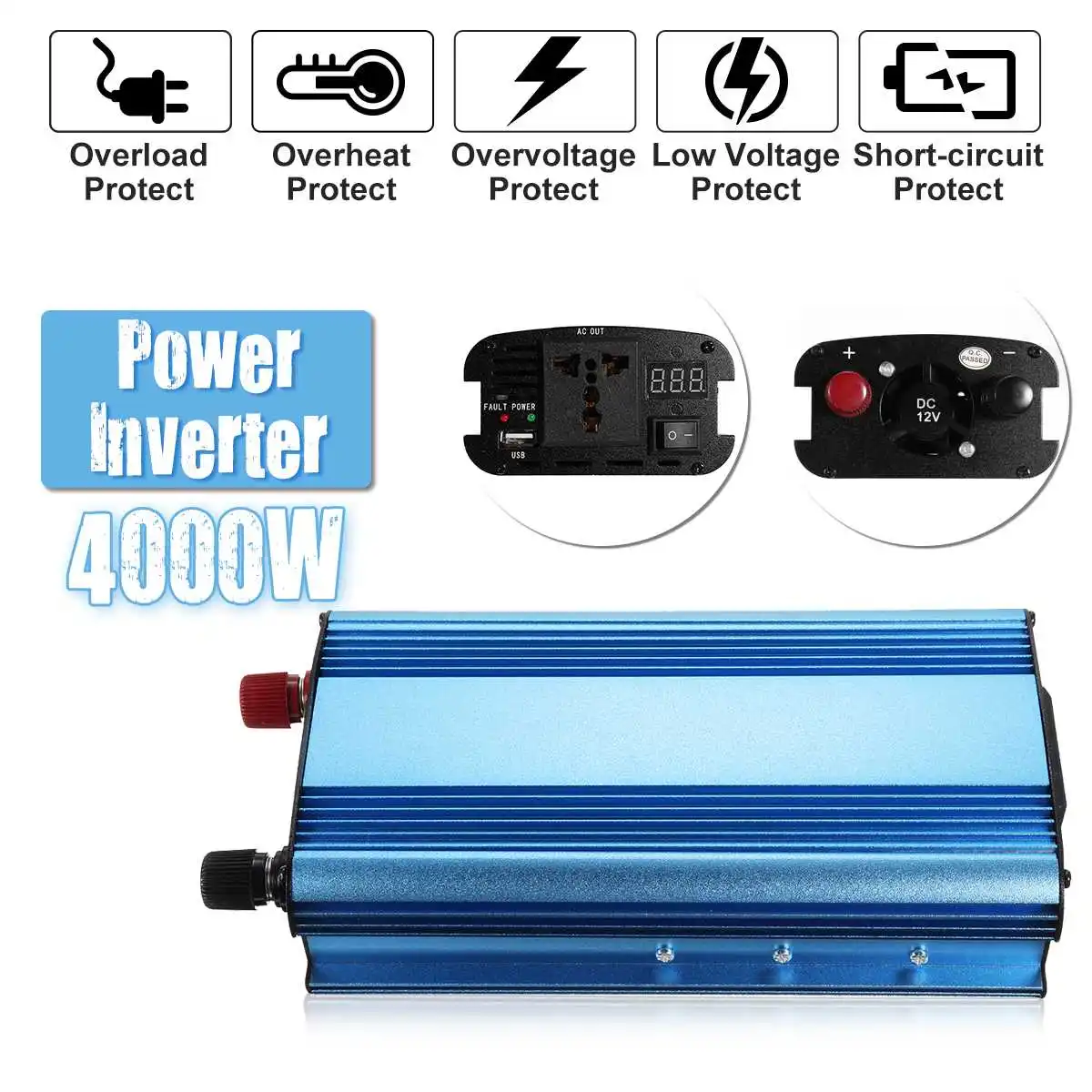 Автомобильный инвертор Autoleader Pea k power 4000 Вт Инвертор постоянного тока 12 В/24 В/48 В/60 В переменного тока 220 В синусоидальный солнечный инвертор трансформатор напряжения