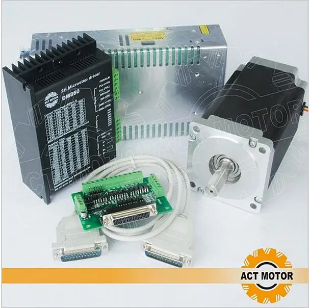 

ACT Motor CNC 1Axis Nema34 Stepper Motor 34HS5460 Single Shaft 1700oz-in 151mm 6A+3PCS Driver DM860 7.8A with Power US De Free