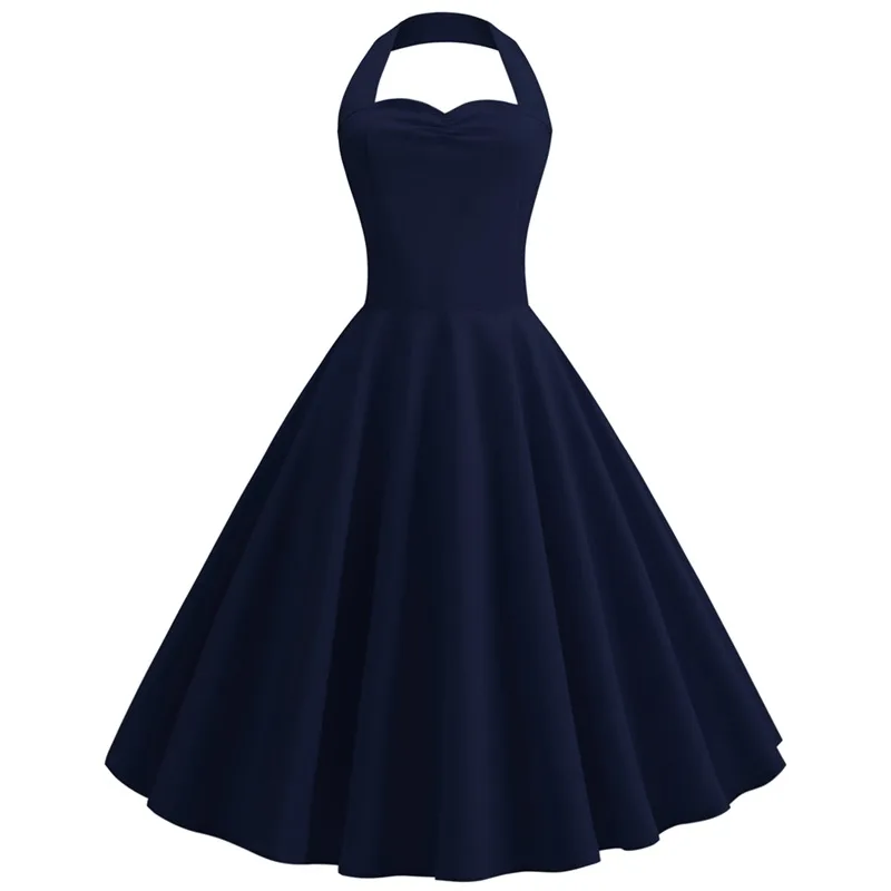 Женское платье с лямкой на шее винтажное в стиле ретро 50s 60 s элегантные платья