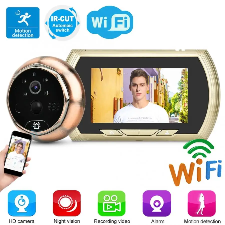 4.3in wifi смарт-детектор движения дверной звонок глазок камера электронный кошачий глаз горячий дверной Звонок камера deurbel