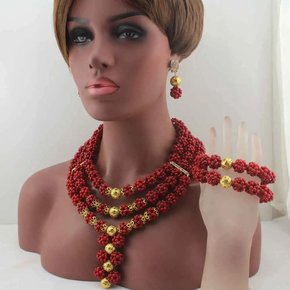 Новинка 2019 набор ювелирных изделий из африканских красных коралловых бусин