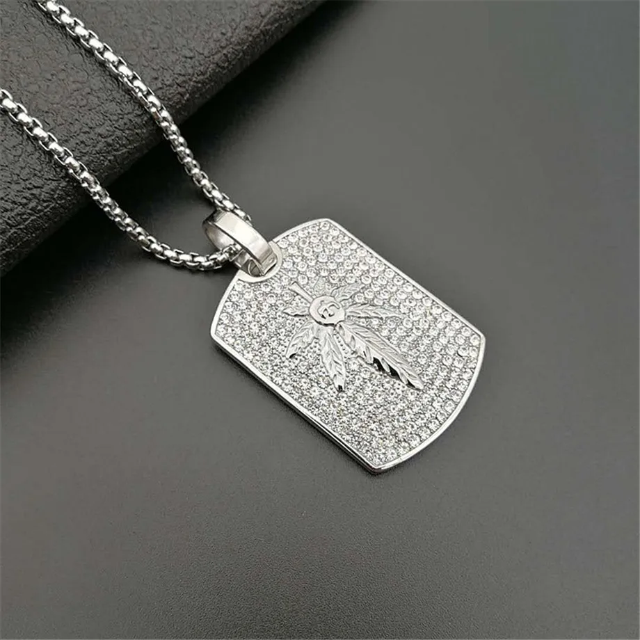 Мужская цепочка в стиле хип хоп с подвеской из конопляного листа золотого цвета