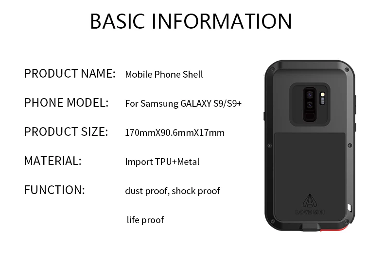 Чехол LOVE MEI в водостойкий металлический чехол для SAMSUNG Galaxy S10 S8 S9 плюс S6 S7 Edge Note 10 9 8 A3 A5(6) A6 A8 A8S S10E A70