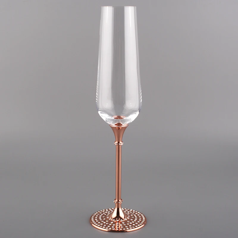 Rose gold plating toasting wine glasses set clear crystal 200ml champagne glass/flutes metal stand/stem wedding love gifts | Дом и сад