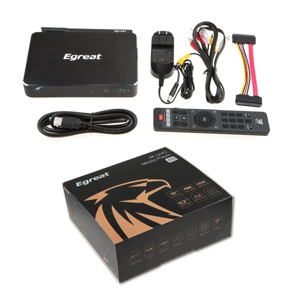 

2020 New Upgraded Smart Android TV Box Egreat A5 3D 4K UHD Media Player & HDR USB3.0 SATA OTA Blu-ray Disc Dolby Ture HD DTS-HD