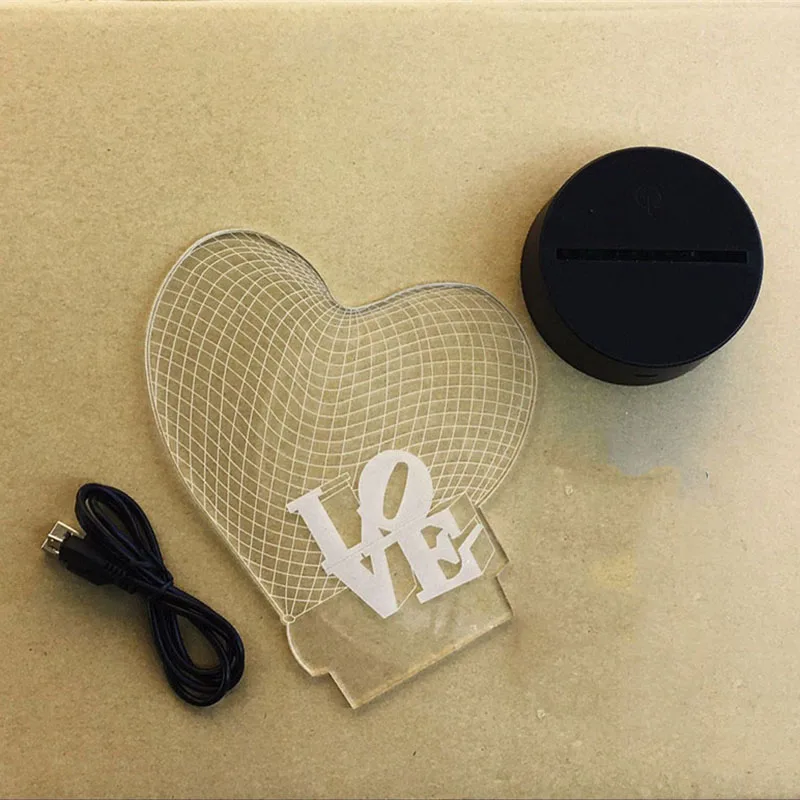 

3D Table Lamp Visual Light Optical Illusion LED Desk Lamp Touch Romantic Night Light Love Heart Valentine's Day Wedding Gifts