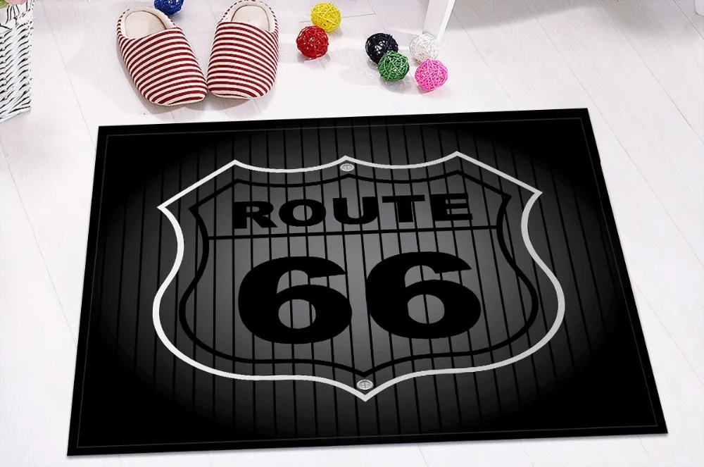 LB 60*40 Винтаж исторический Route 66 США автомобилей мотоциклов Ванная комната ковровое покрытие Коврик Кухня Туалет ковер для человек Гостиная