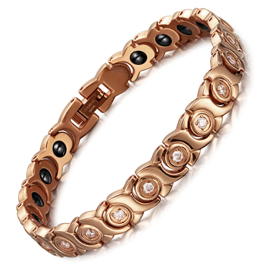 bracelet 2 RainSo гематита Браслеты и браслеты здорового ювелирных изделий для Для женщин Лидер продаж Магнитная Нержавеющая сталь Циркон Модные украшения - Окраска металла: bracelet 2