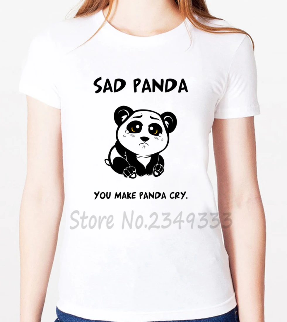 Женская футболка с принтом грустной панды повседневные свободные смешные