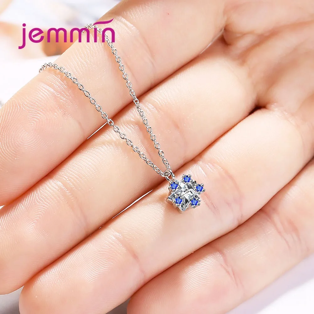 

New Statement Fashion 925 Sterling Silver Cubic Zircon Necklace Jewelry Women Wedding Shiny Metal Chain Joyas Birthday Gift