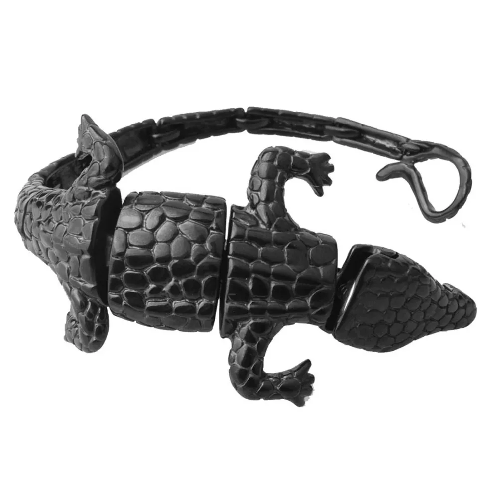 50 мм Дизайн личности из нержавеющей стали Черный крокодиловый наручный браслет панк для мужчин и мальчиков Ювелирные изделия Рождественский подарок