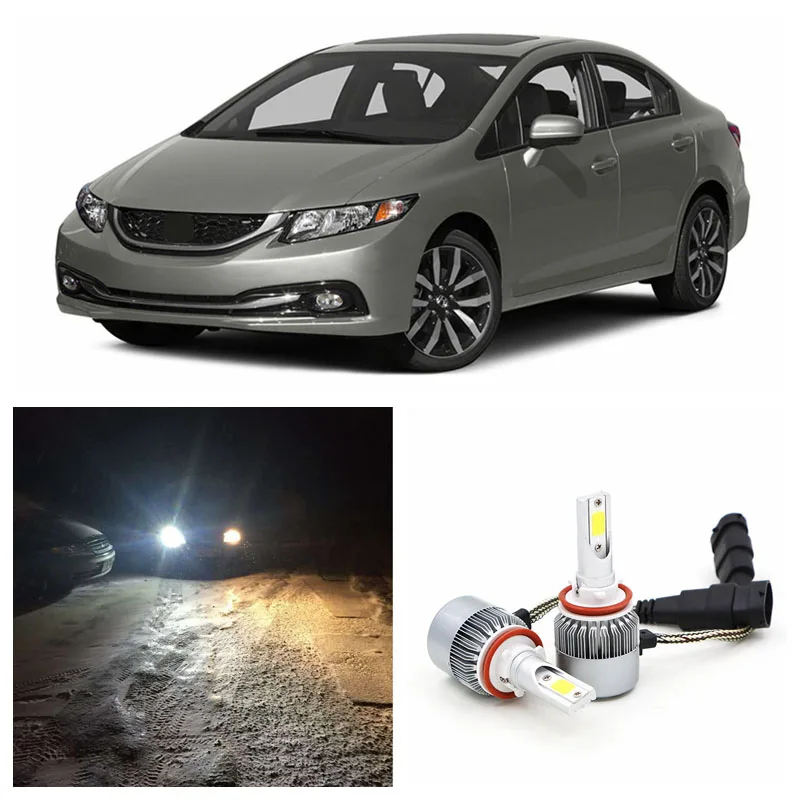 Edis светильник лампы ближнего света COB светодиодный для 2014 2015 2016 Honda Civic 72W 7600LM белый