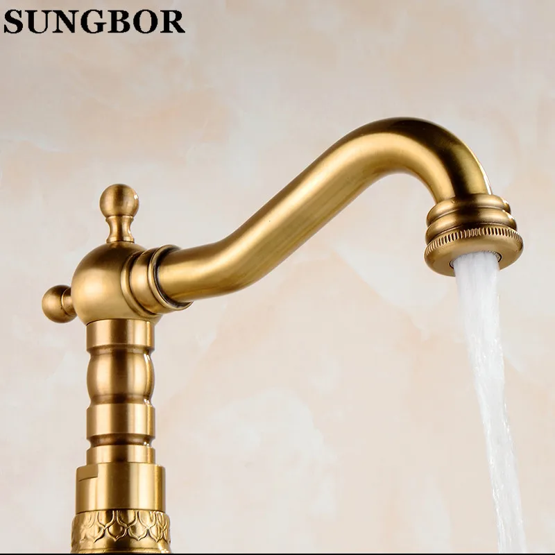 New Arrivel Deck Mounted Single Handle Bathroom Sink Mixer Faucet/ crane/ tap Antique Brass Hot and Cold Water CA-9904 | Обустройство