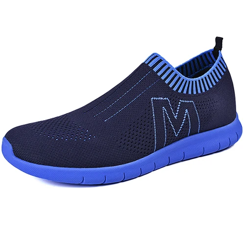 men blue Мужские кроссовки с дышащей сеткой; мягкие спортивные кроссовки унисекс для мужчин и женщин; спортивная обувь; Летняя обувь на платформе для бега - Цвет: men blue