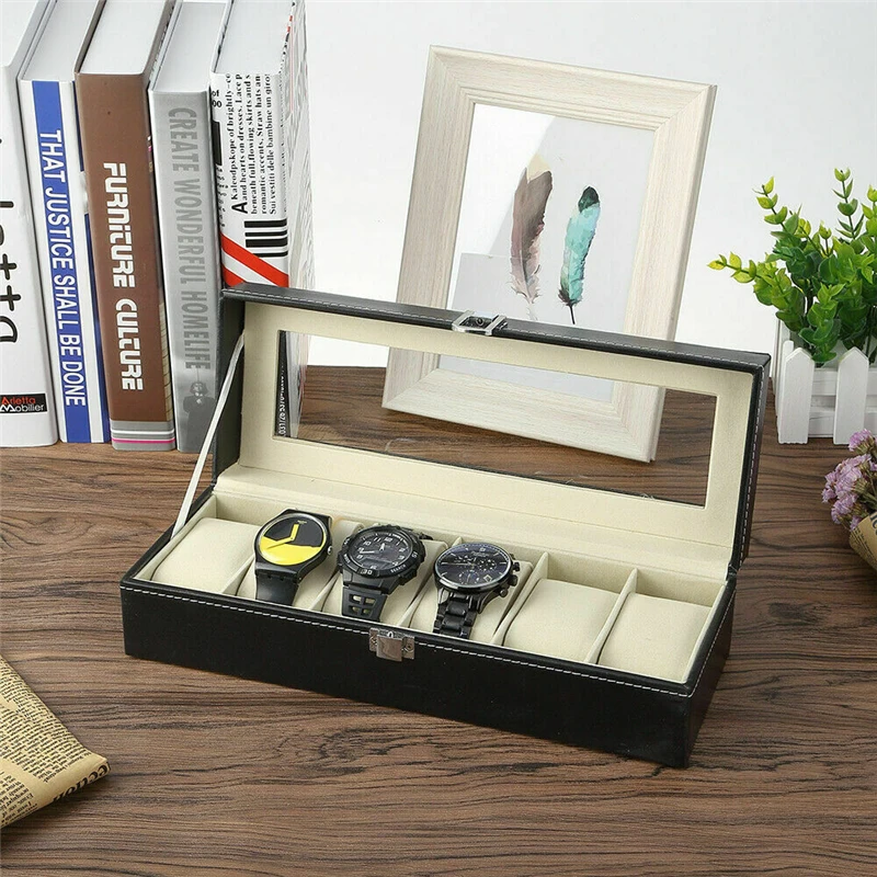 1Pcs 3/6/12 Luxury Watch Box Jewelry Storage Organizer storage display box for Rings Bracelet Display Holder Case | Дом и сад