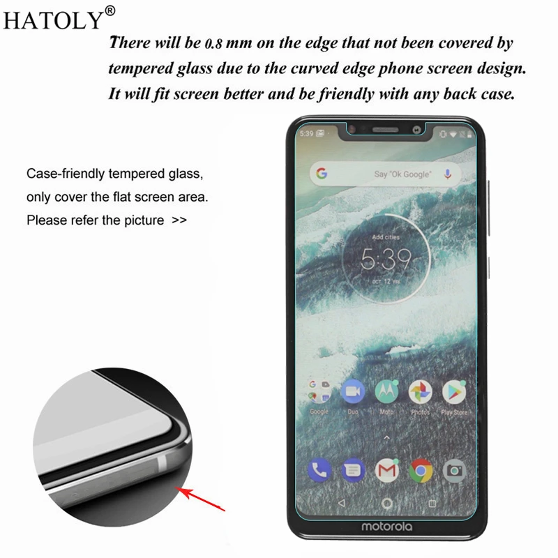 Protector de pantalla de vidrio templado para Motorola, pel&iacute;cula fina de vidrio templado 9H para Motorola, P30 Play, Motorola Moto One-1