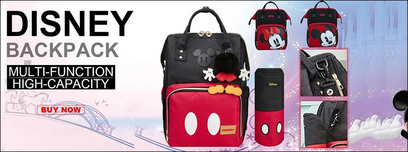 Disney Mummy Maternity Nappy Bag Travel Backpack Large Capacity Baby Bag Stroller Diaper Bag for Baby Care Insulation Bags Bow