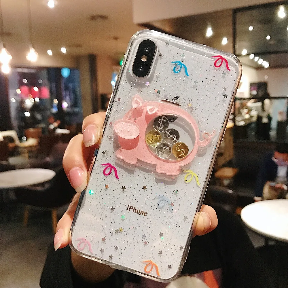 ORYKSZ блестящий прозрачный силиконовый чехол для телефона Lucky Pig Для IPhone Xs XSMAX XR s 6S 7 8