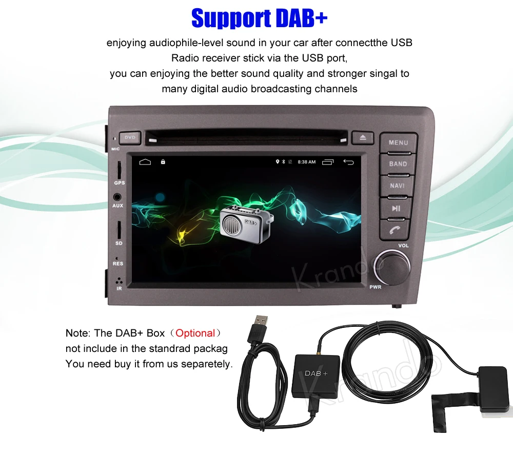 Krando Android 7,1 автомобильный Радио dvd мультимедиа для volvo s60 v70 XC70 2001 2002 2003 2004 gps навигационная система wifi 3g BT dab
