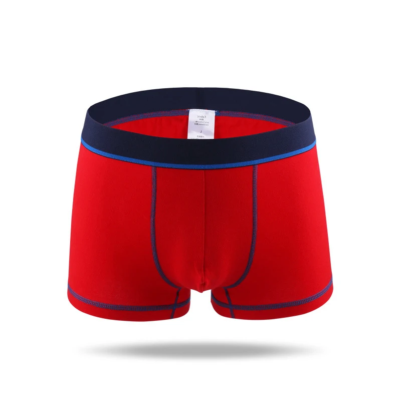 red Хлопок Sexy Для мужчин нижнее белье боксер сращивания Цвет Шорты выпуклость мешок мягкий Трусы Удобная мужская шорты-боксеры Cueca боксер Шорты - Цвет: red