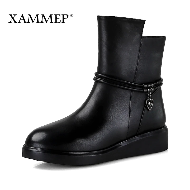 Женские зимние ботинки Xammep из натуральной кожи сапоги до середины икры на