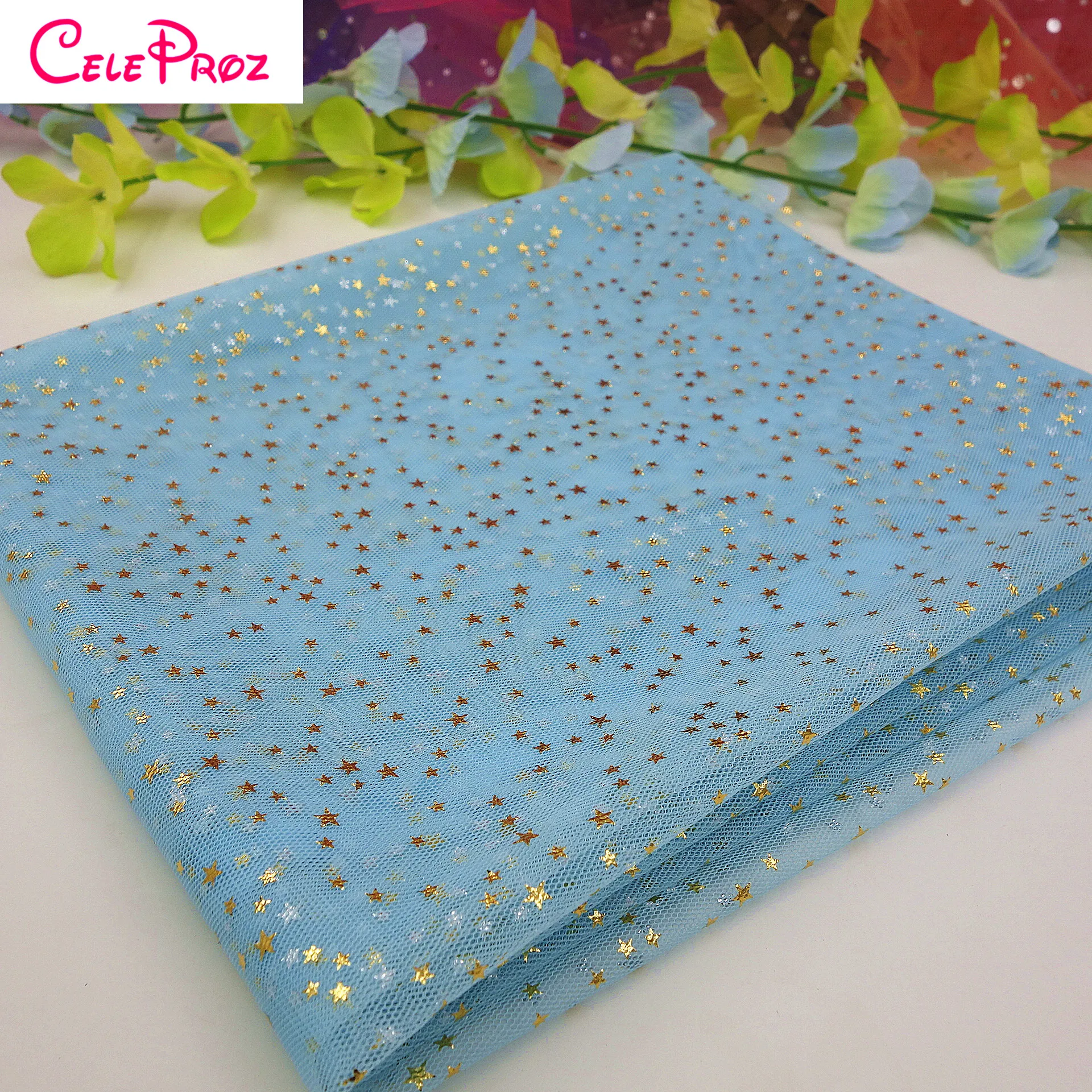 LIGHT BLUE 1 м Золотая Звезда тюль ткань блестящая Звезда Тюль органза Ткань Свадьба День рождения DIY вечерние юбки-пачки фотография Фон Ткань - Цвет: LIGHT BLUE