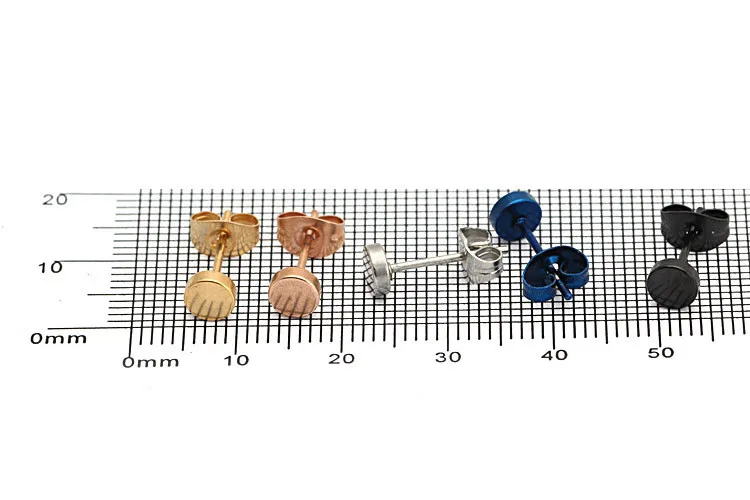 Hot Sale Punk Black Barbell Studs Stainless Steel Round Color Gold Blue Stud Earrings Brincos Jewelry For Women Men 5mm | Украшения и