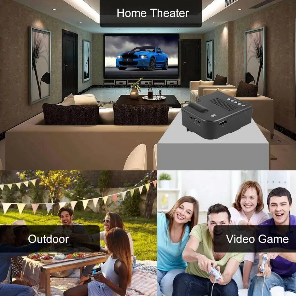 Портативный домашний кинотеатр проводной светодиодный мини-проектор HD 1080P VGA USB HDMI 110-240V US/UK/EU/AU Plug