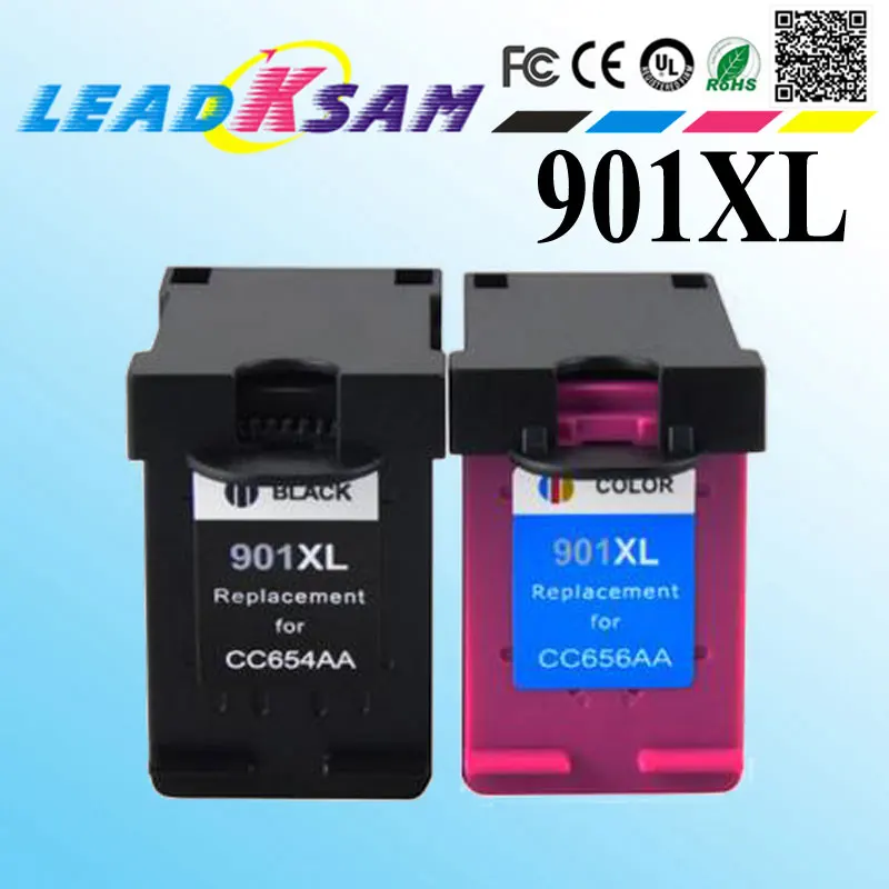 1set 2 шт. 901 Заправляемый картридж совместимый для hp901 901XL для 901 Officejet 4500 J4500 J4540 J4550 J4580 J4640 J4680c - Цвет: 1set