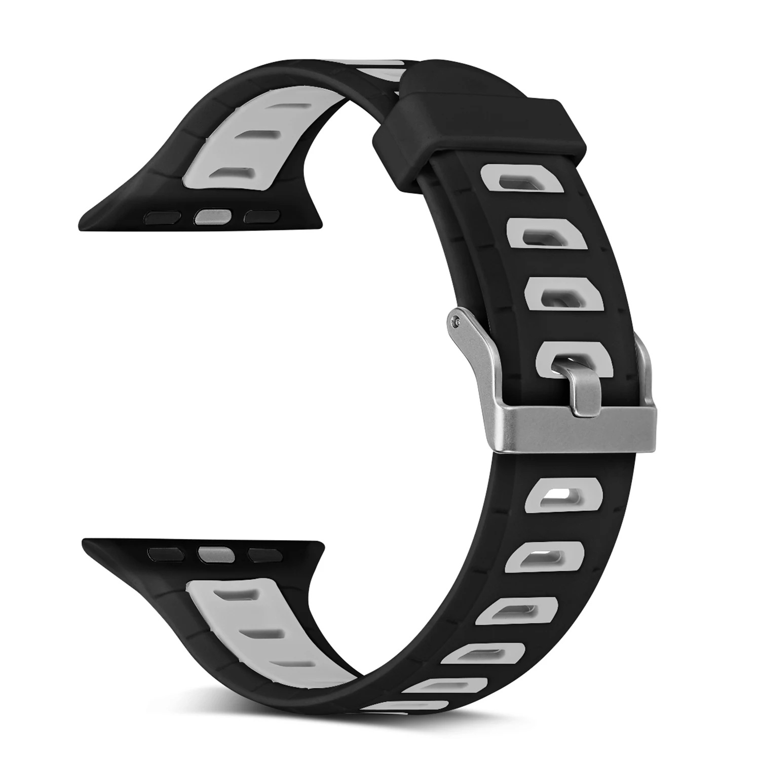 Спортивный силиконовый ремешок для Apple Watch 38 мм 42 мм ремешок спортивный силиконовый ремешок для iWatch 40 мм 44 мм ремешок серии 1 2 3 4 двухцветный - Цвет ремешка: Black Grey