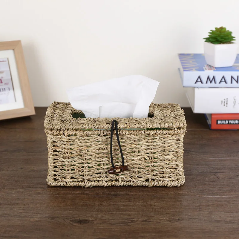 

Травяная тканая коробка для салфеток поднос для креативной домашней гостиной комнаты