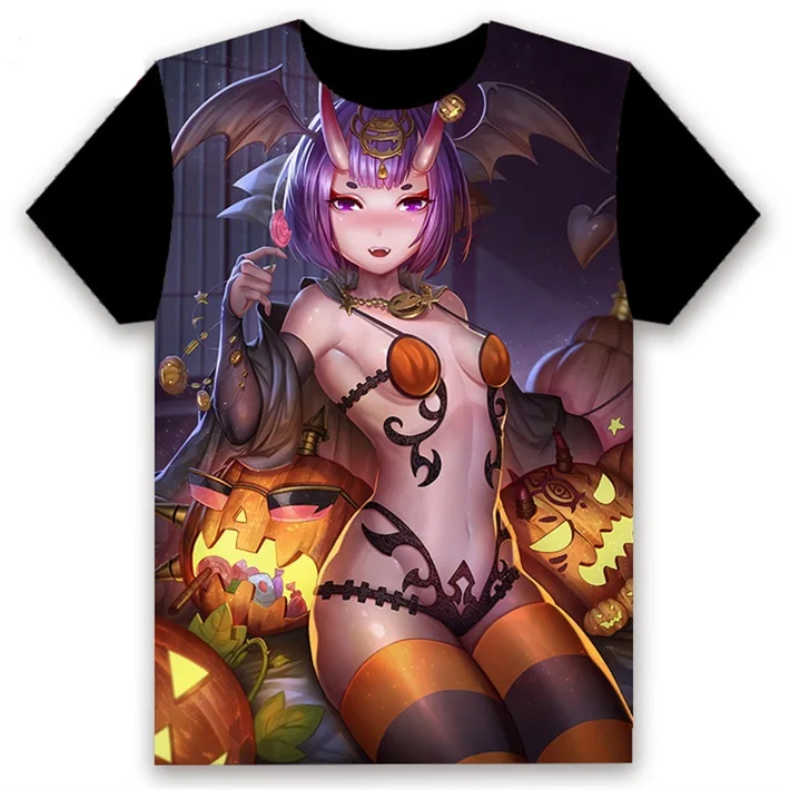 1 Футболка с аниме FGO Fate/Grand Order Shuten douji, косплей, короткий рукав, унисекс, повседневная черная футболка, летняя модная забавная футболка, топы - Цвет: 1