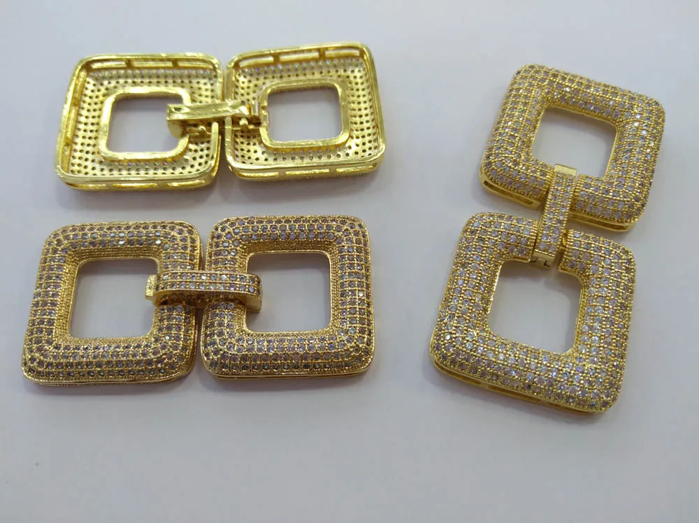 

Pave CLASP, Micro Pave Cz Double Square 5 Hole Multi Strand Clasps,Pave CZ Clasps, Buckle Clasps 1set