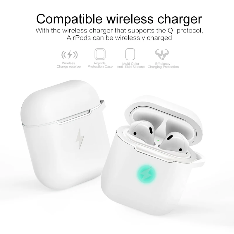 Чехол с беспроводным зарядным приемником для AirPods Силиконовый ТПУ Ультратонкий