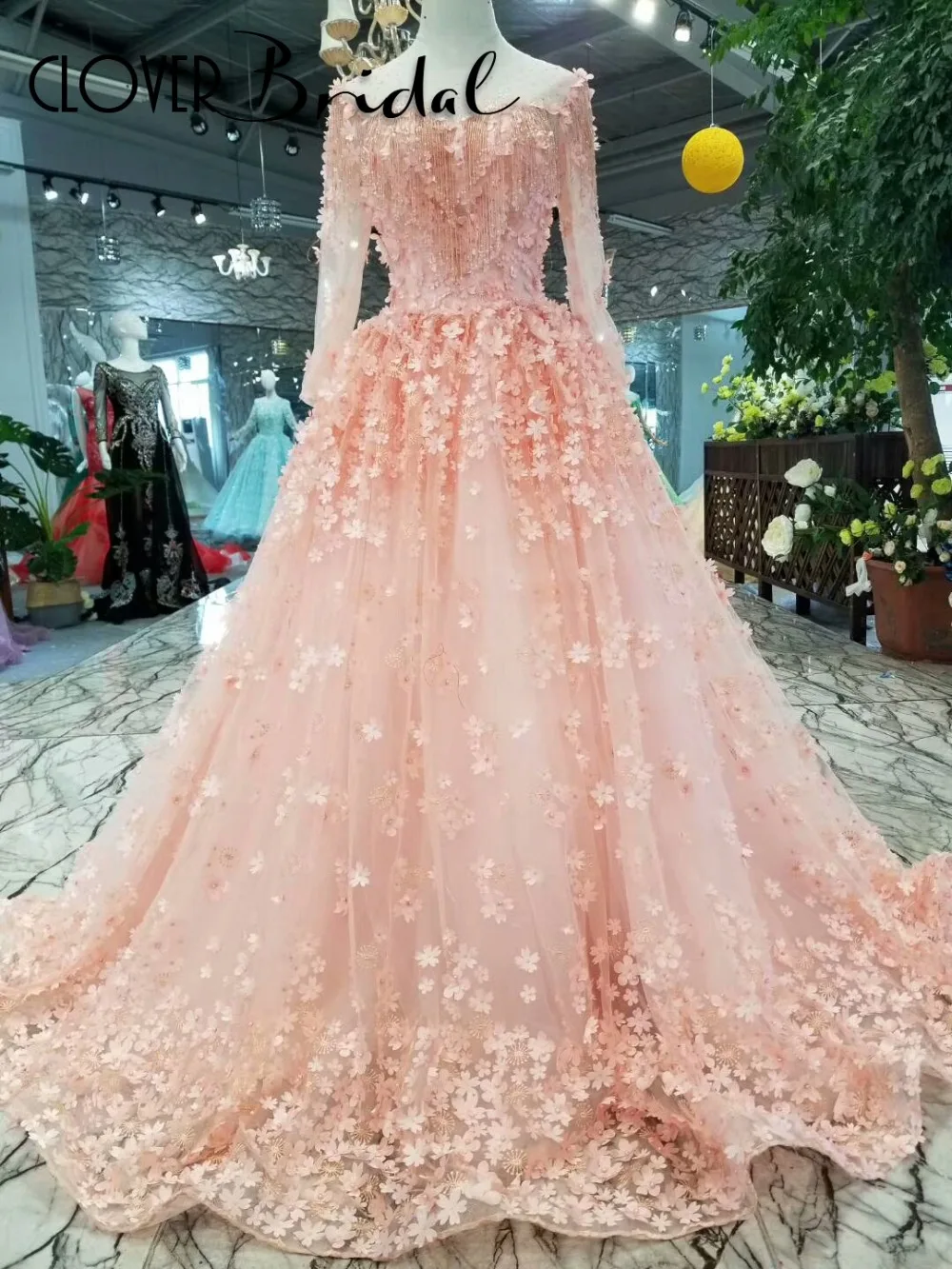 CloverBridal ручной работы с романтическими цветами жемчугом и кисточками