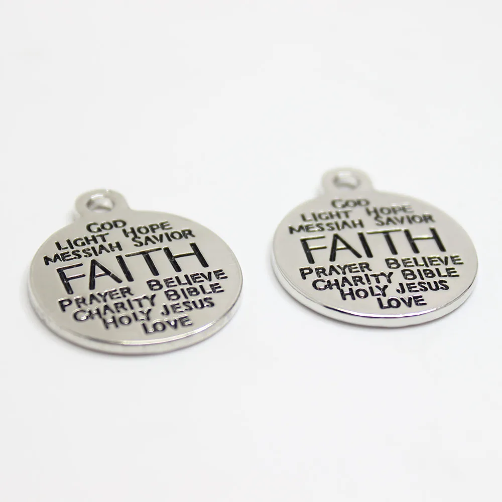8 шт.-22 мм подвеска с надписью Faith покрытием из сплава высокого качества белая k