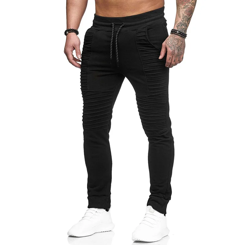 Helisopus Men Fashion Brand Joggers Pants Male Casual Pleated Trousers Hip Hop Mens Solid Sweatpants | Мужская одежда