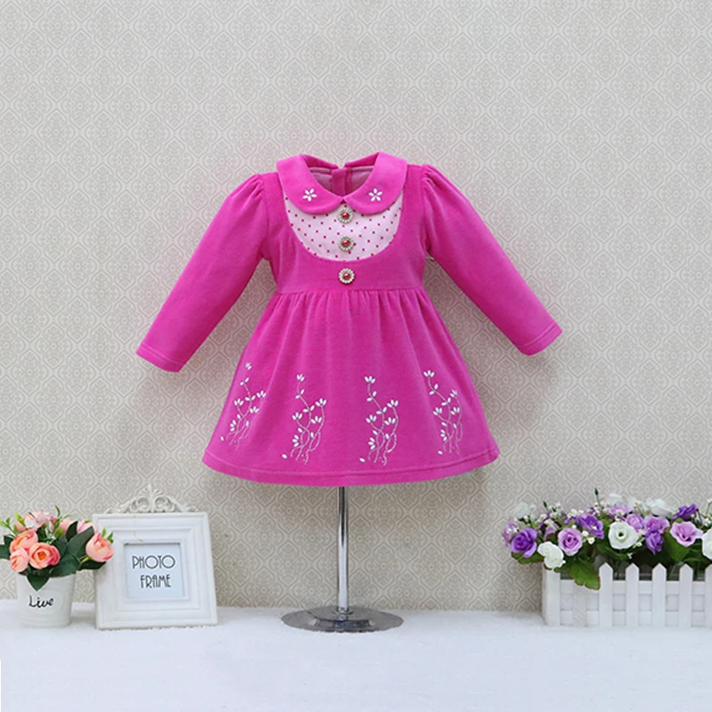 Children Velour Party Lace dress New Year Girls Long Sleeve Dresses Baby Clothes Spring and Summer Clothing Button Sweet Suits | Детская