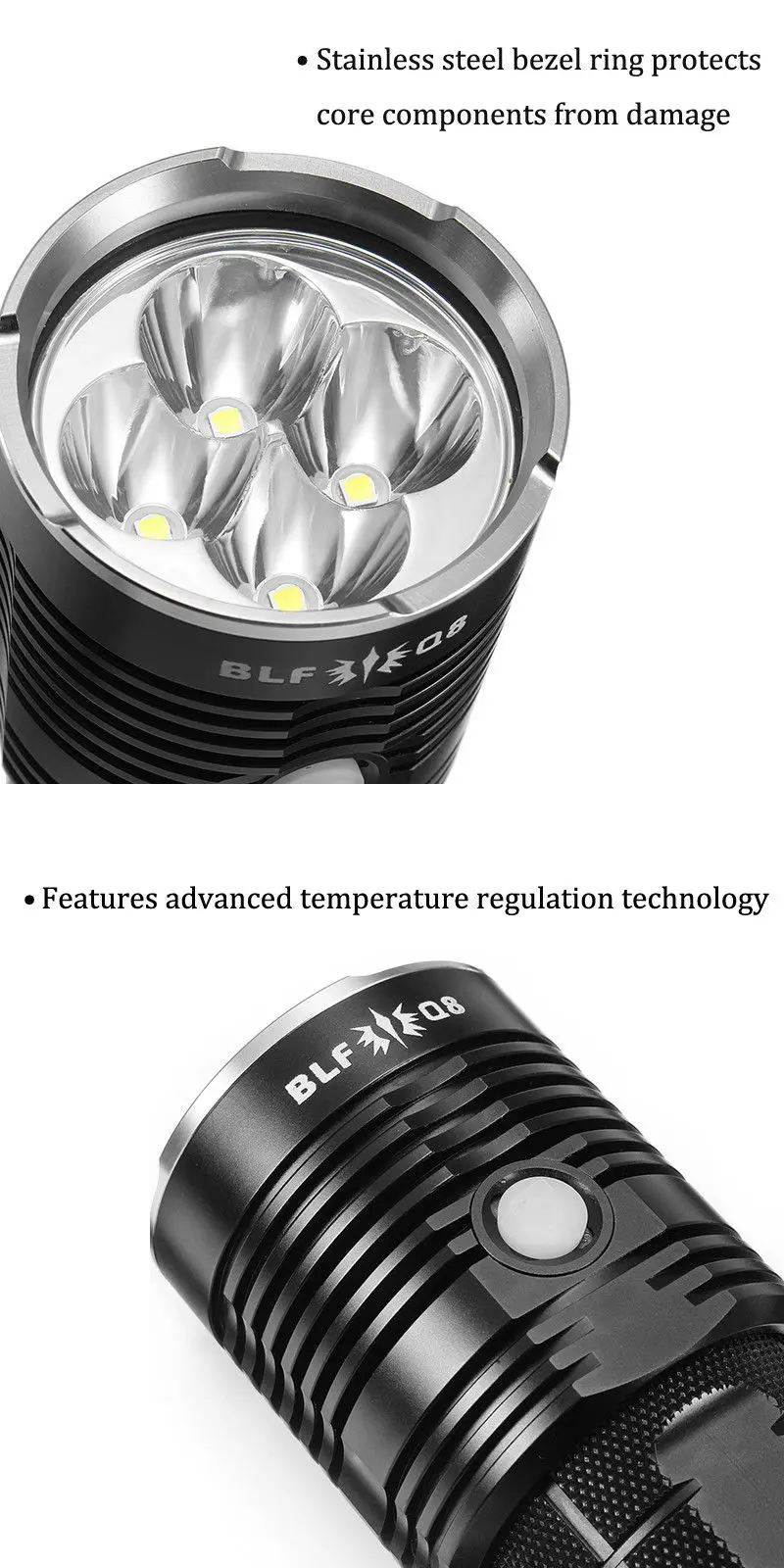 Супер яркий BLF Q8 4x XP-L 5000 люмен на открытом воздухе для кемпинга 18650 нейтральный белый мощный светодиодный фонарь IPX-8 Фонарь светодиодный фонарь