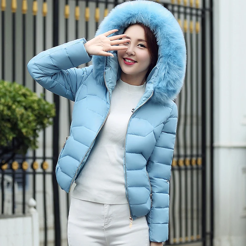 LUKAXSIKAX 2018 New Winter Women Thicken Warm Coat Korean Big Fur Collar Hooded Short Slim Down Jacket Casaco Feminino | Женская одежда