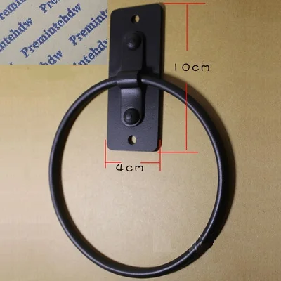 Plate Iron Ring Ретро черная бронза железная труба Фланец База дверное Кольцо Молоток Потяните ручку пеньковая веревка настенное крепление полотенце кольцо - Цвет: Plate Iron Ring