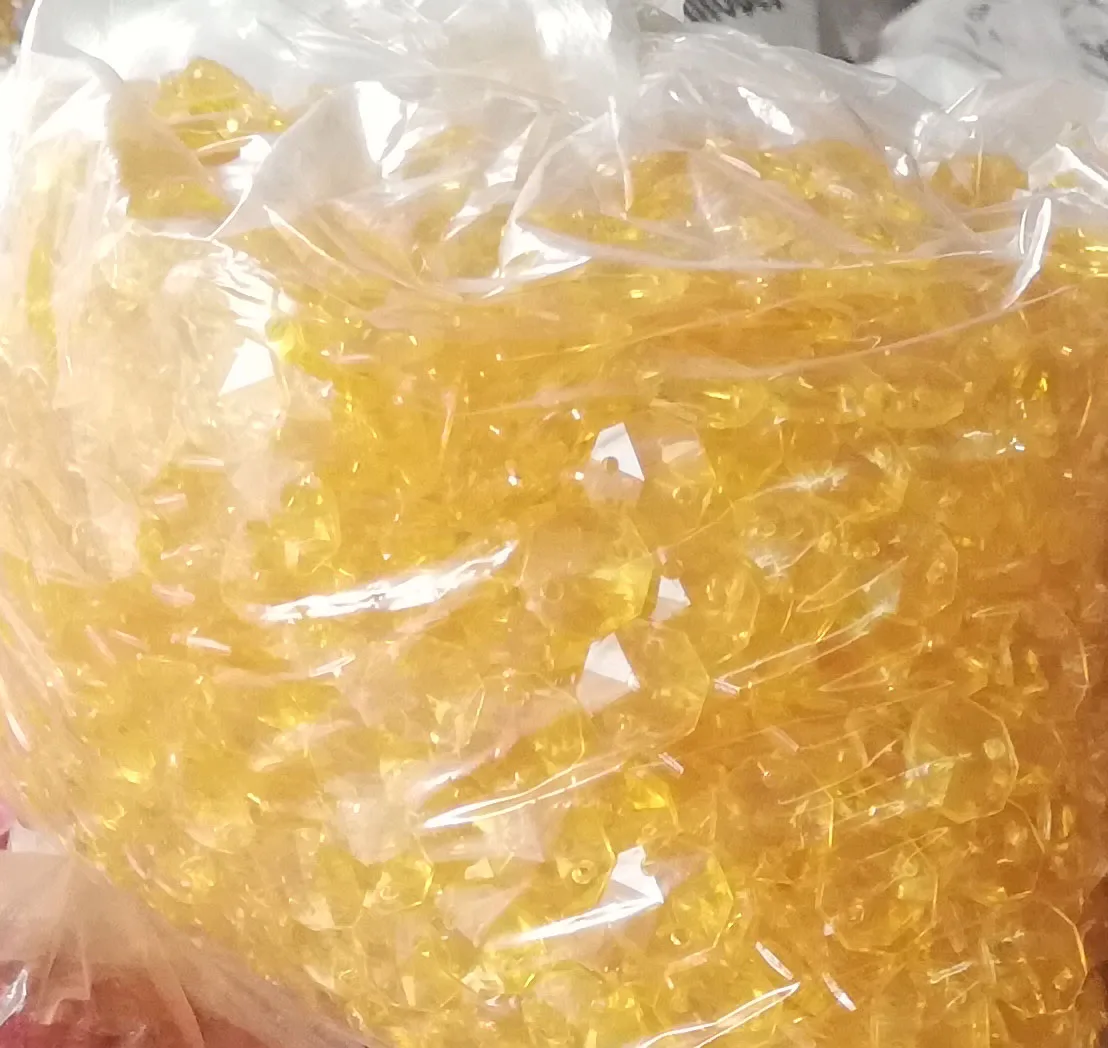 Yellow color 500 шт многоцветные 14 мм бусины 11 мм кольцо акриловая Хрустальная гирлянда призмы Восьмиугольные бусины лампы люстра части Подвески Украшения - Цвет: Yellow color