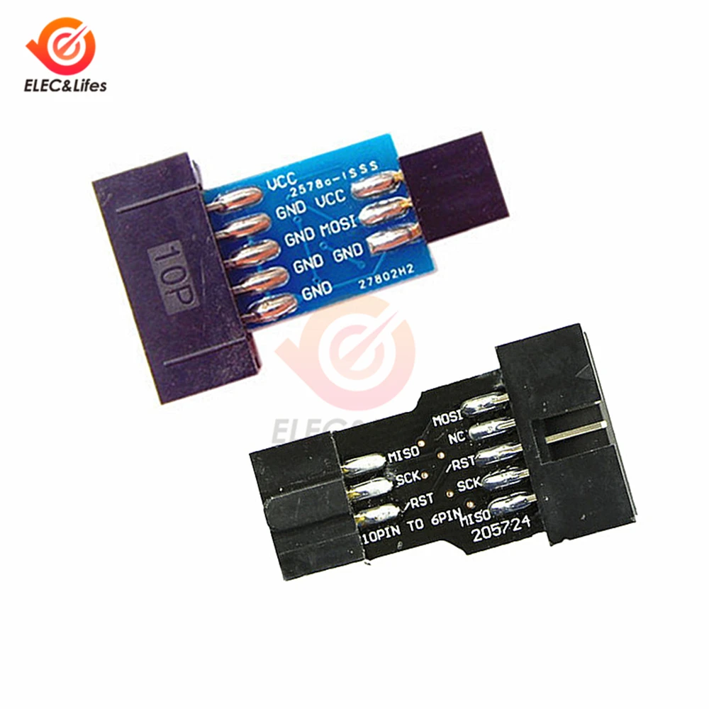 10 Pin до 6 Pin плата адаптера контактный разъем для AVRISP MKII USBASP STK500 AVR ISP плата преобразователя 10 Pin до 6 Pin черный/синий