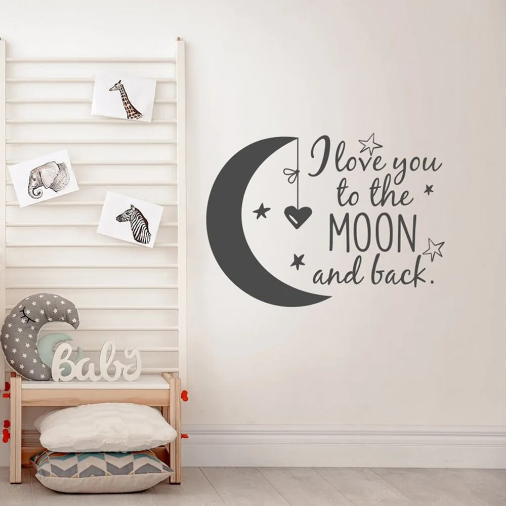 Виниловые настенные наклейки для детской комнаты с надписью I Love You to the Moon and Back Stars