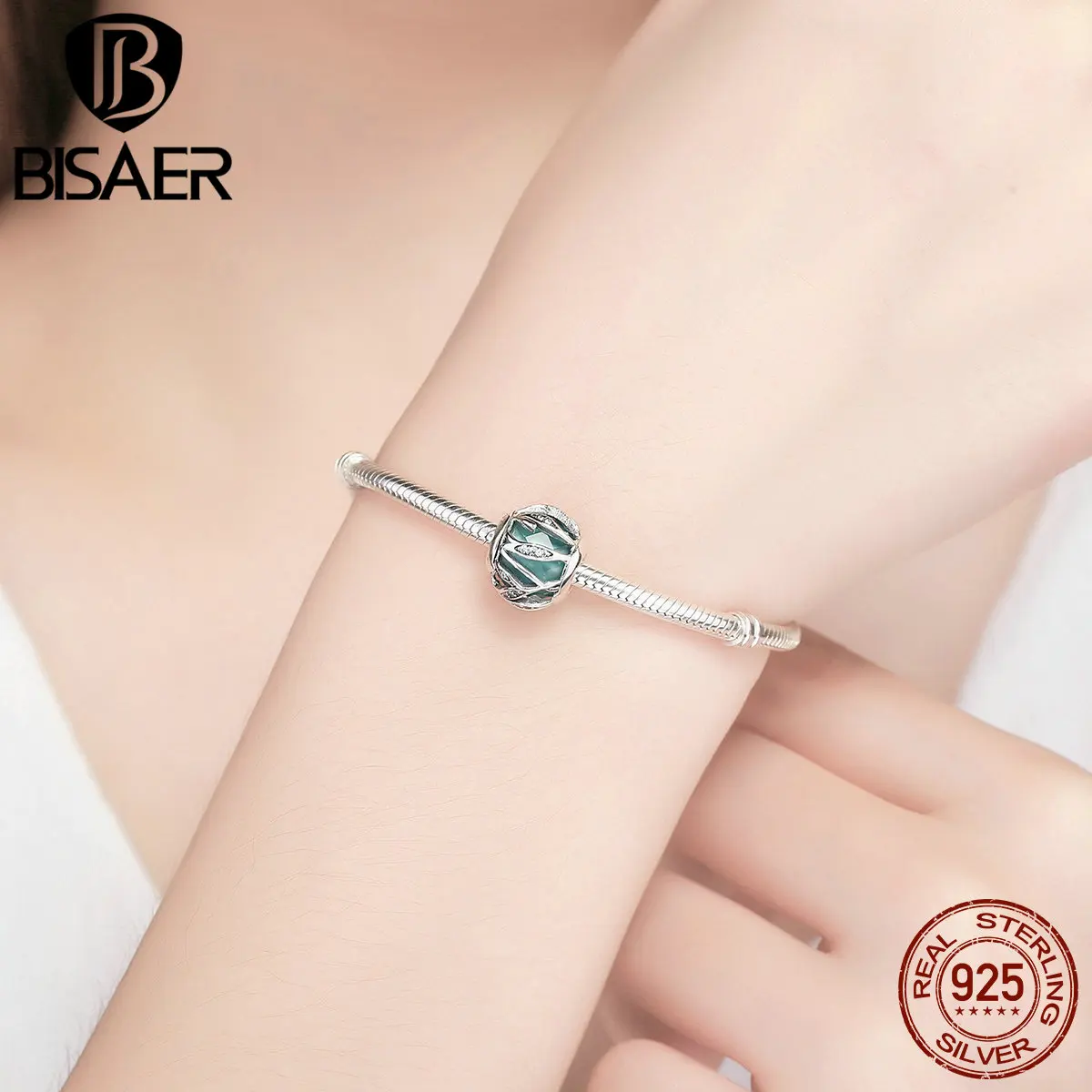 Бренд BISAER, Горячая 925 пробы, серебро, естественное сияние, розовый и прозрачный CZ бисер и талисманы, подходят к оригинальному Pan браслету HTC133