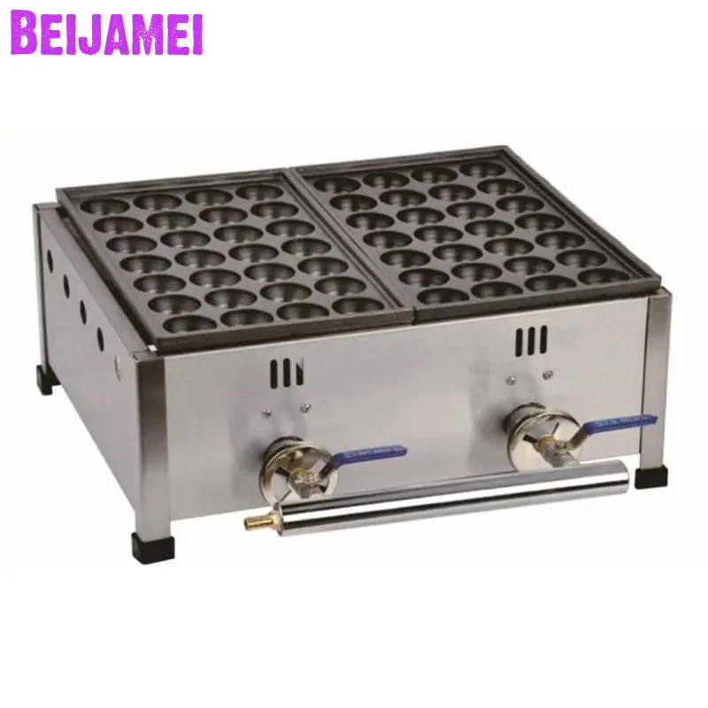 

BEIJAMEI 2 Plates 4cm Octopus Fish Balls Making Machine Commercial Use Non-stick LPG Gas Takoyaki Maker Price